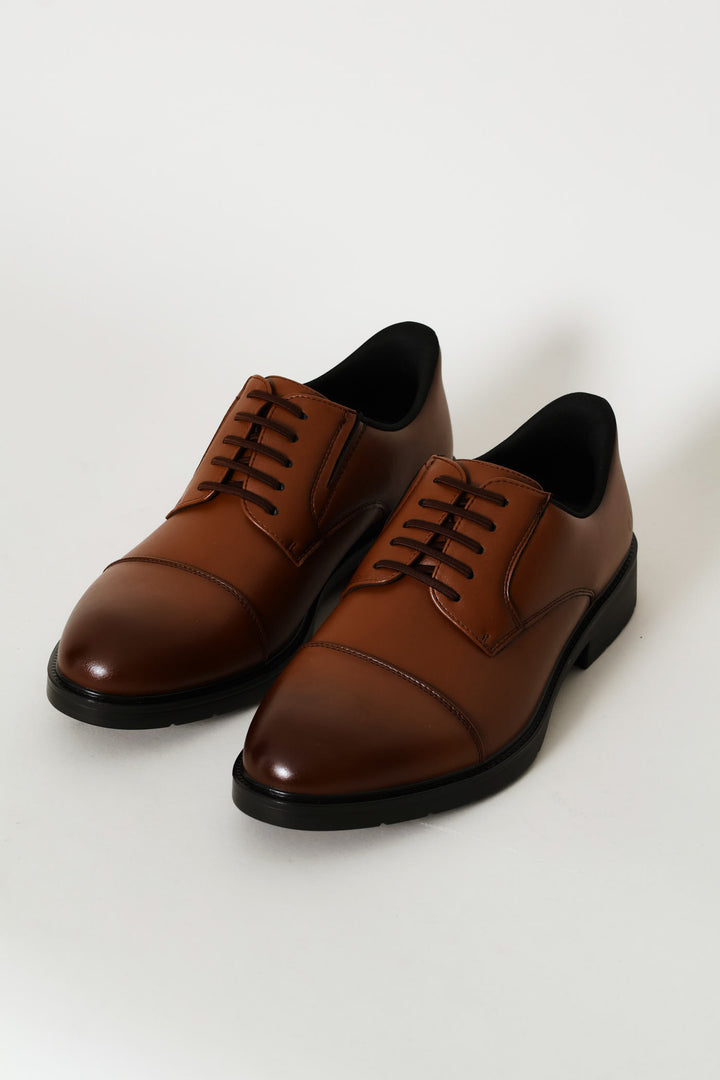 Eezy Fit Toe Cap Derby Shoe - Tan