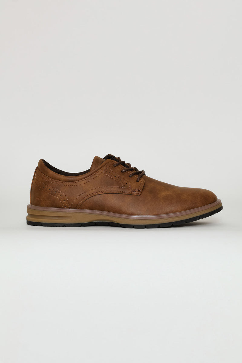 Smart Casual Lace Up Derby Shoe - Tan