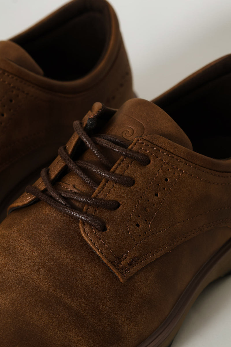 Smart Casual Lace Up Derby Shoe - Tan