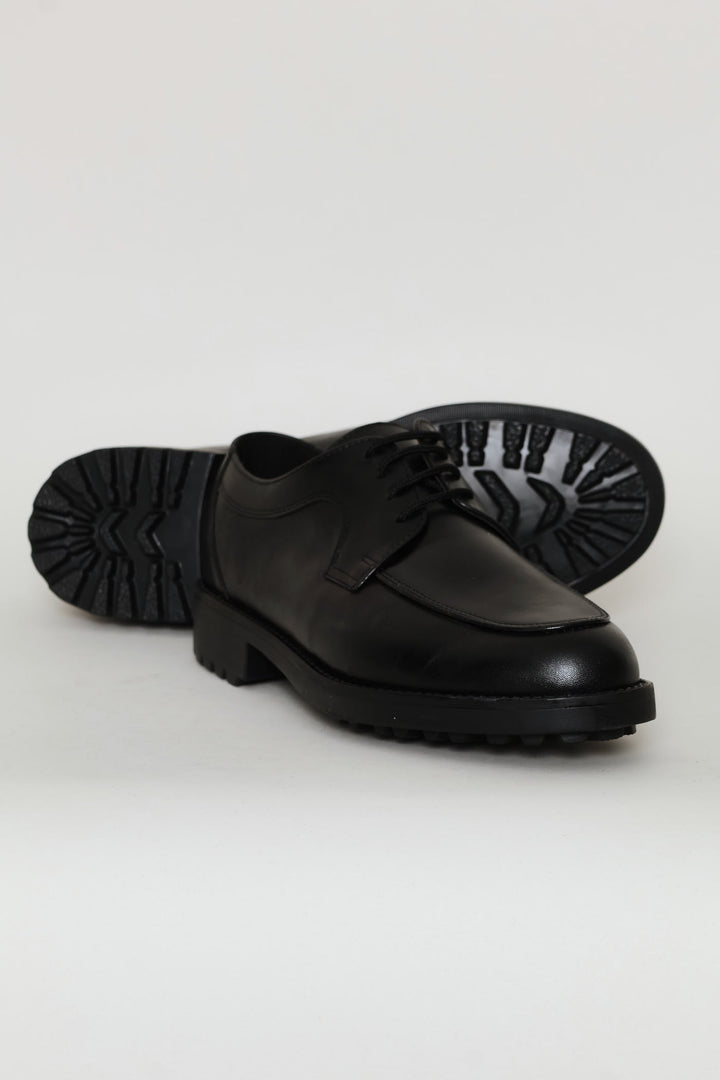 Leather Smart Casual Lace Up Shoe - Black