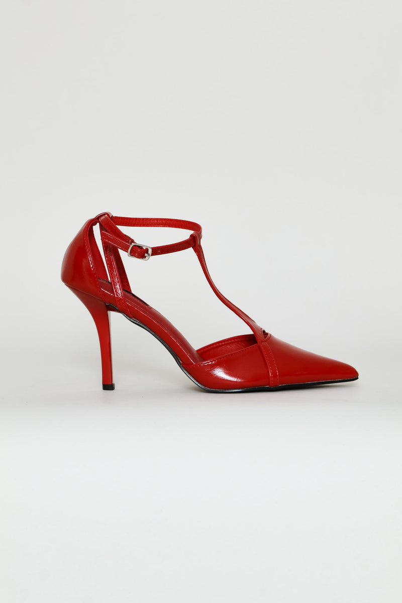 T-Bar Court Heel - Red