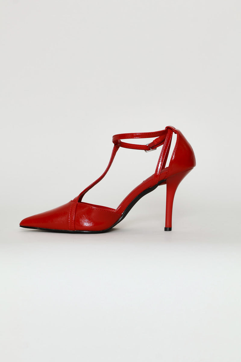 T-Bar Court Heel - Red