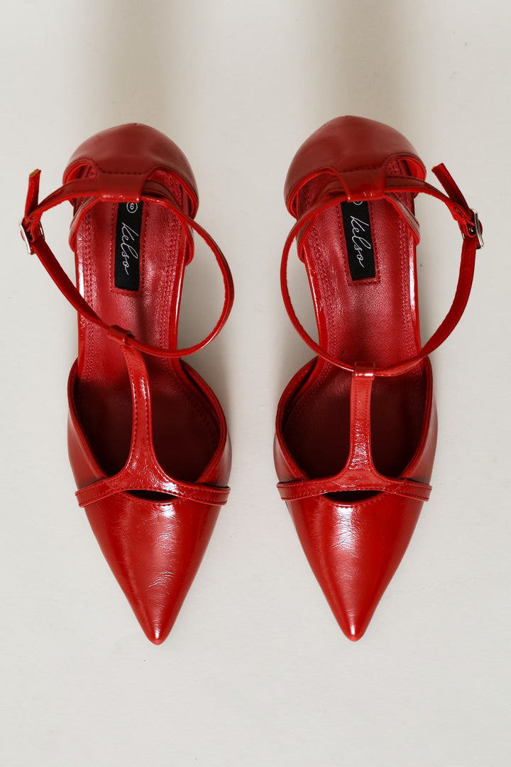 T-Bar Court Heel - Red
