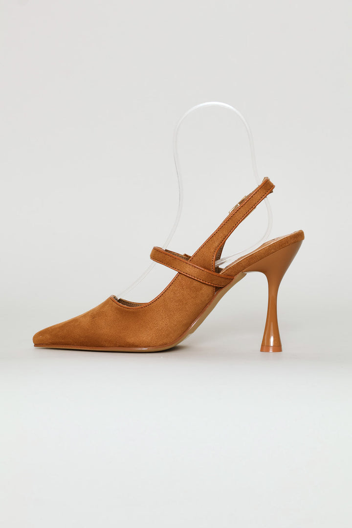 Contrast Binding Mary Jane Slingback Heel - Tan