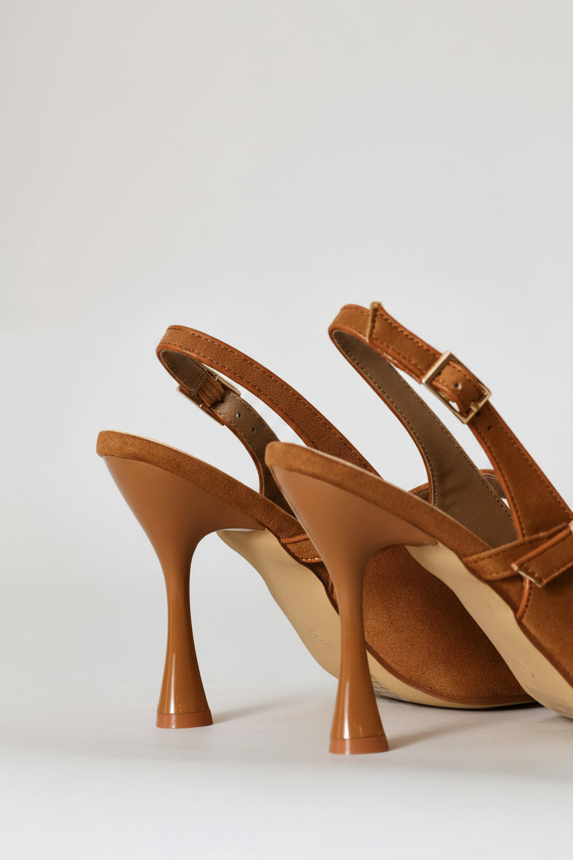 Contrast Binding Mary Jane Slingback Heel - Tan
