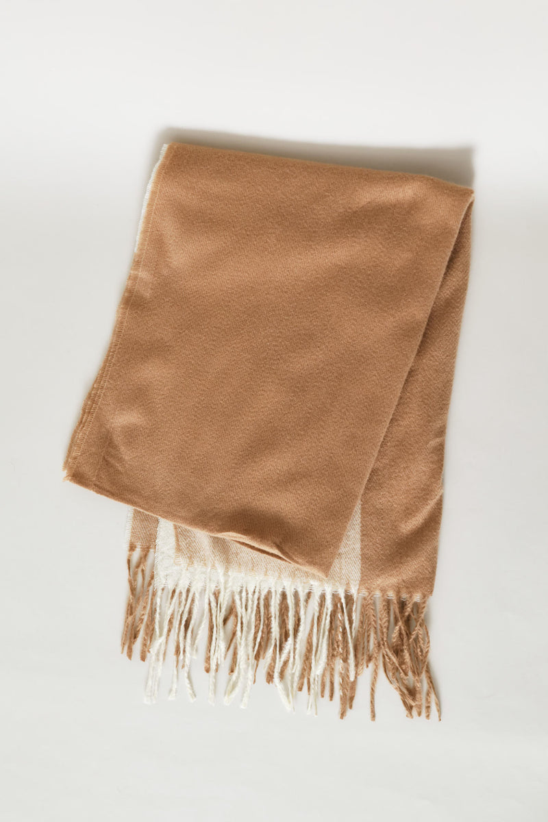 Check Tassel Scarf - Beige