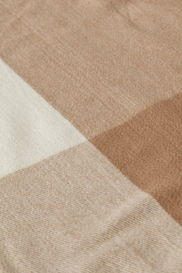 Check Tassel Scarf - Beige