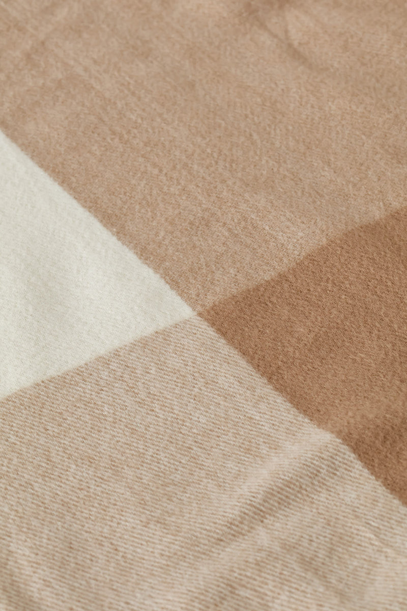 Check Tassel Scarf - Beige