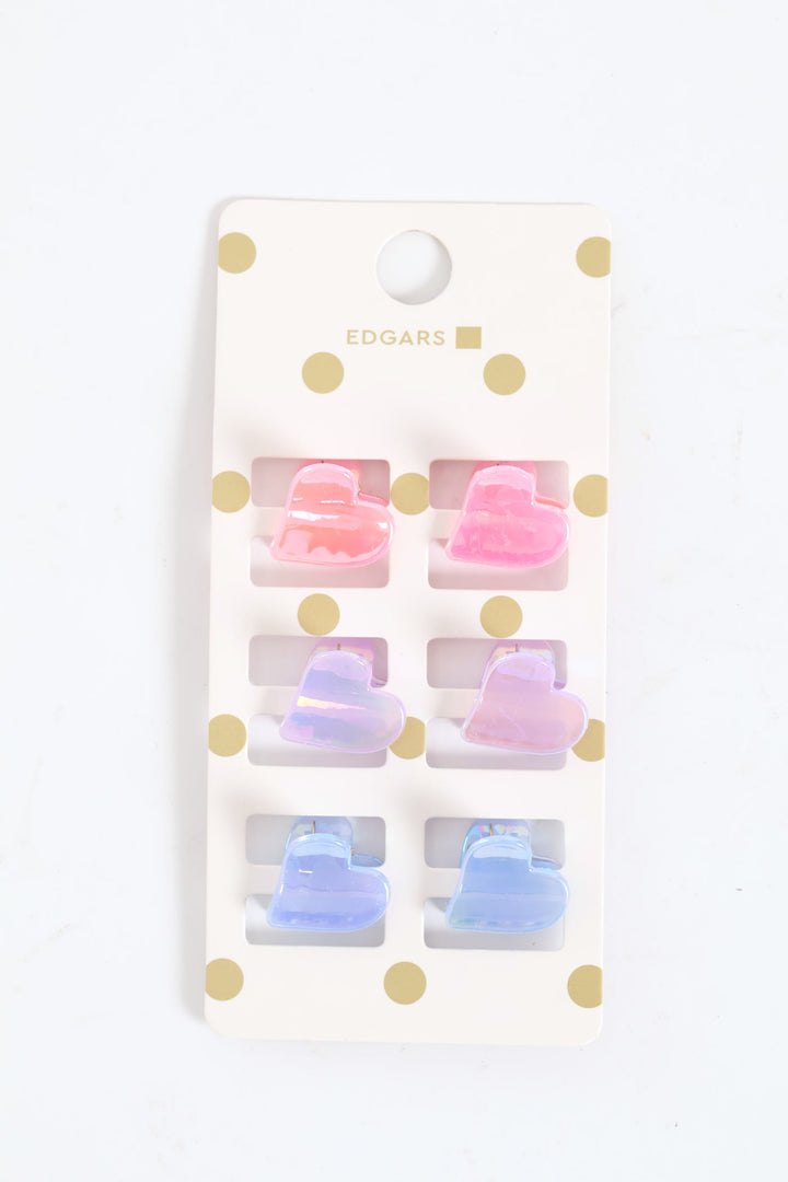 Girls Heart Clips - Multi