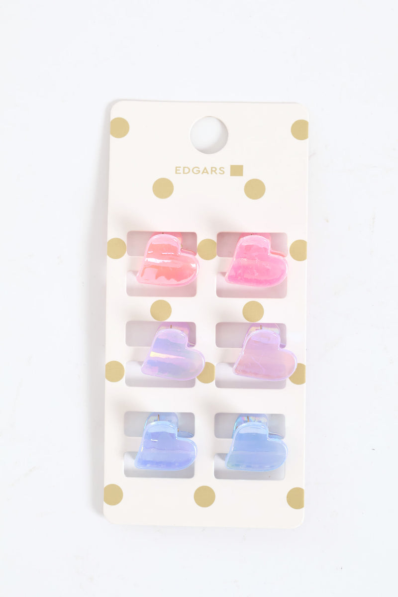 Girls Heart Clips - Multi