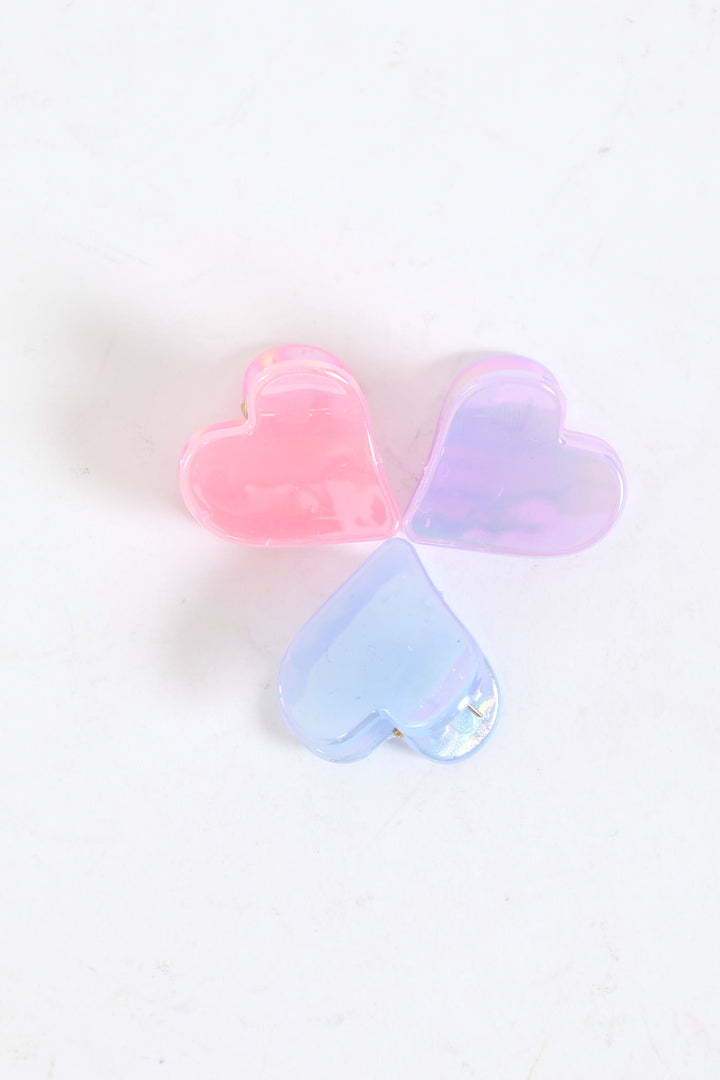 Girls Heart Clips - Multi