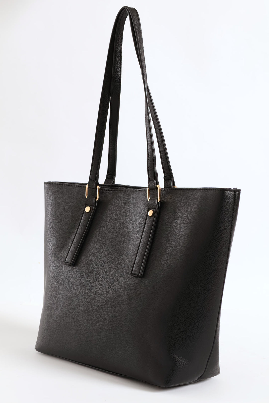 Top Stitch Handle Shopper - Black