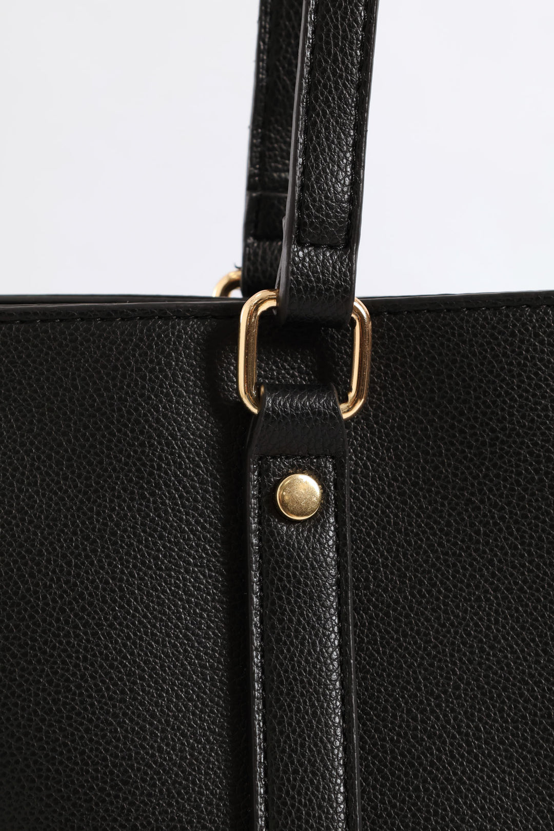 Top Stitch Handle Shopper - Black