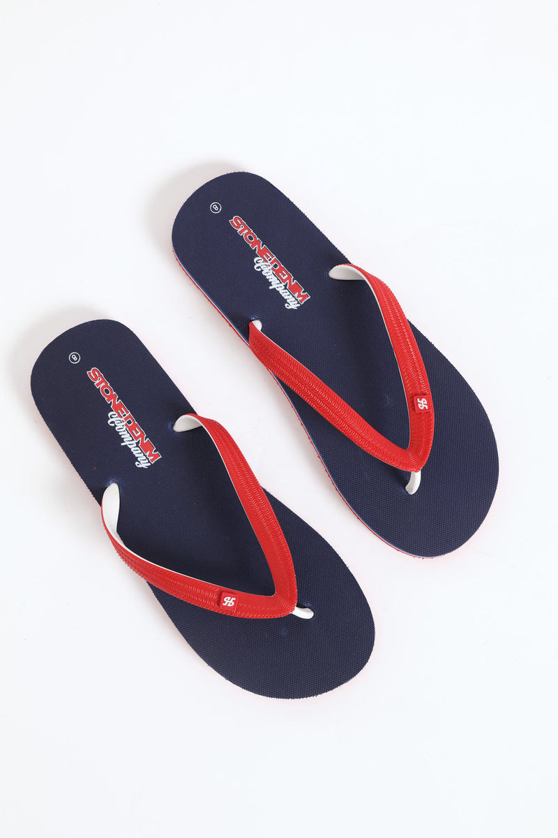Basic Rubber Flip Flop - Navy/Red