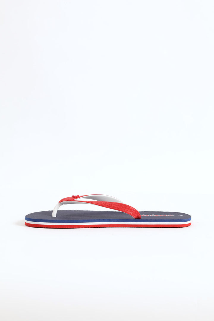 Basic Rubber Flip Flop - Navy/Red