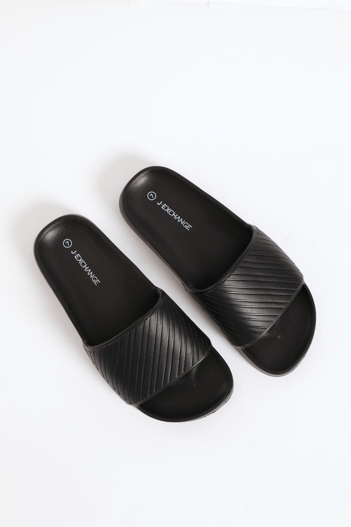 Blown Eva Slide With Stripe Pattern Upper - Black
