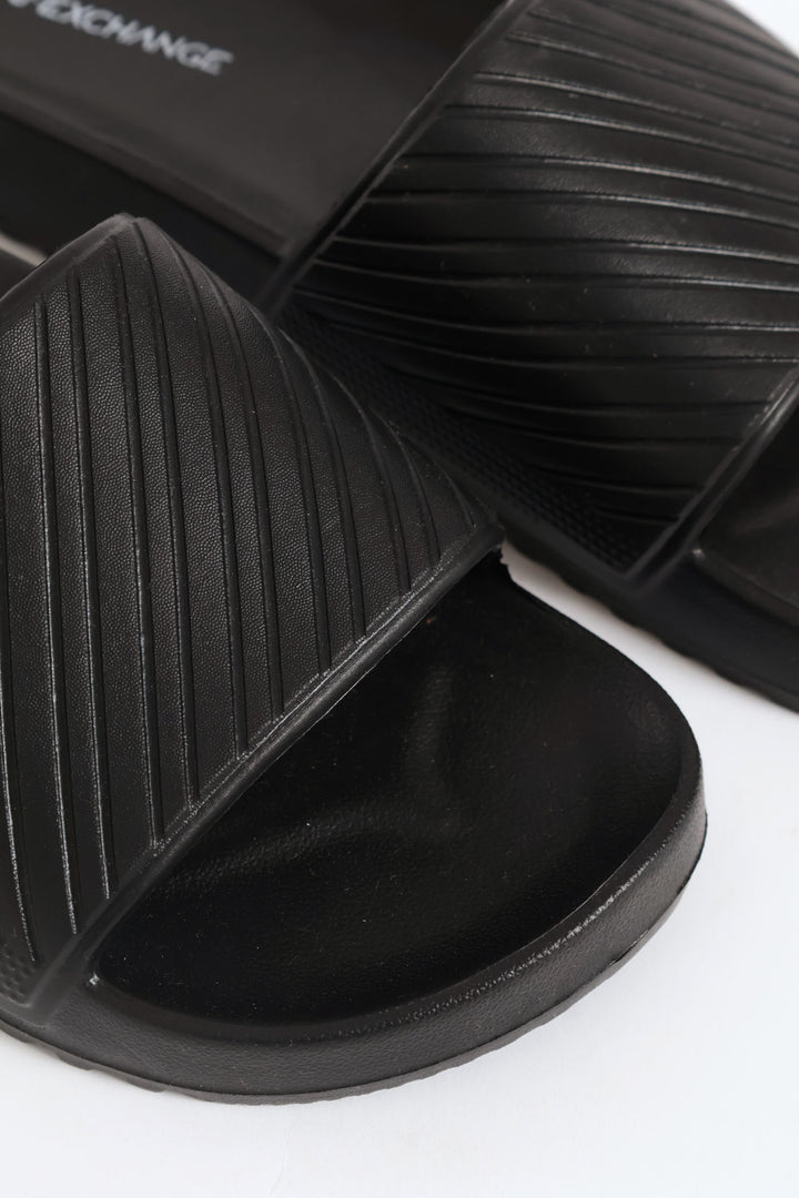 Blown Eva Slide With Stripe Pattern Upper - Black