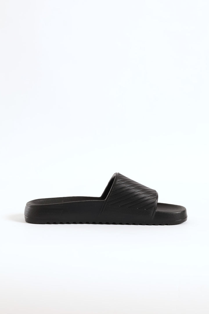 Blown Eva Slide With Stripe Pattern Upper - Black