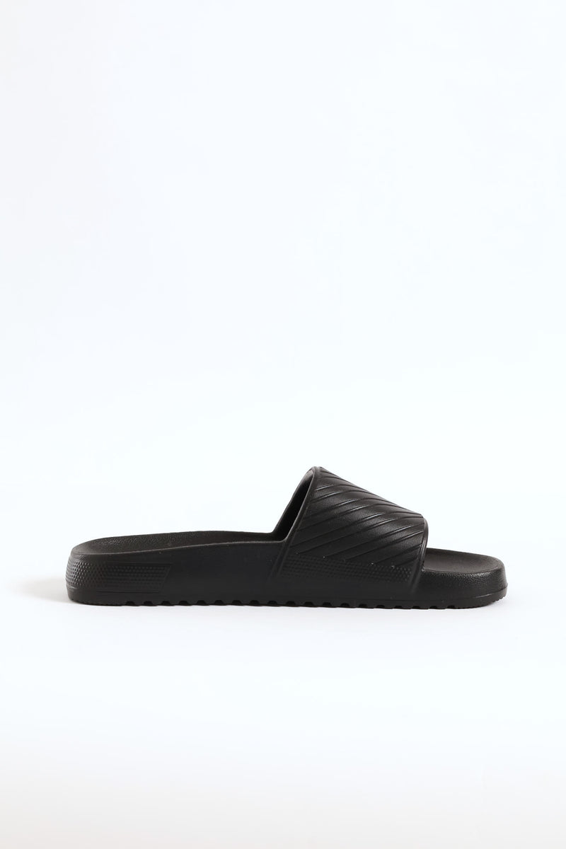 Blown Eva Slide With Stripe Pattern Upper - Black