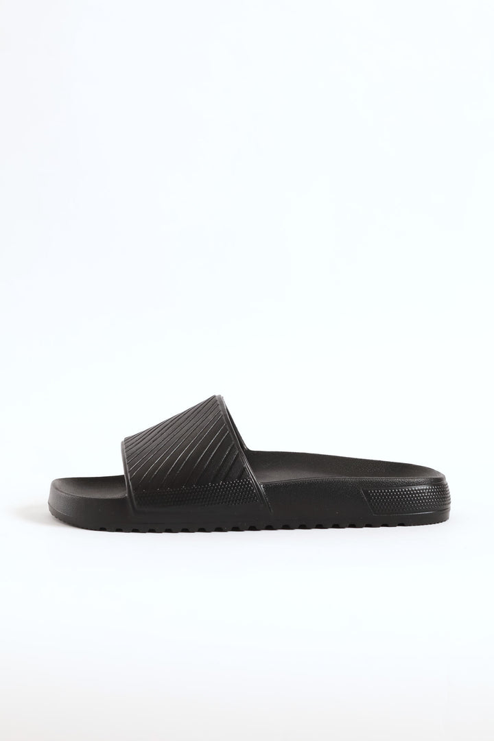 Blown Eva Slide With Stripe Pattern Upper - Black