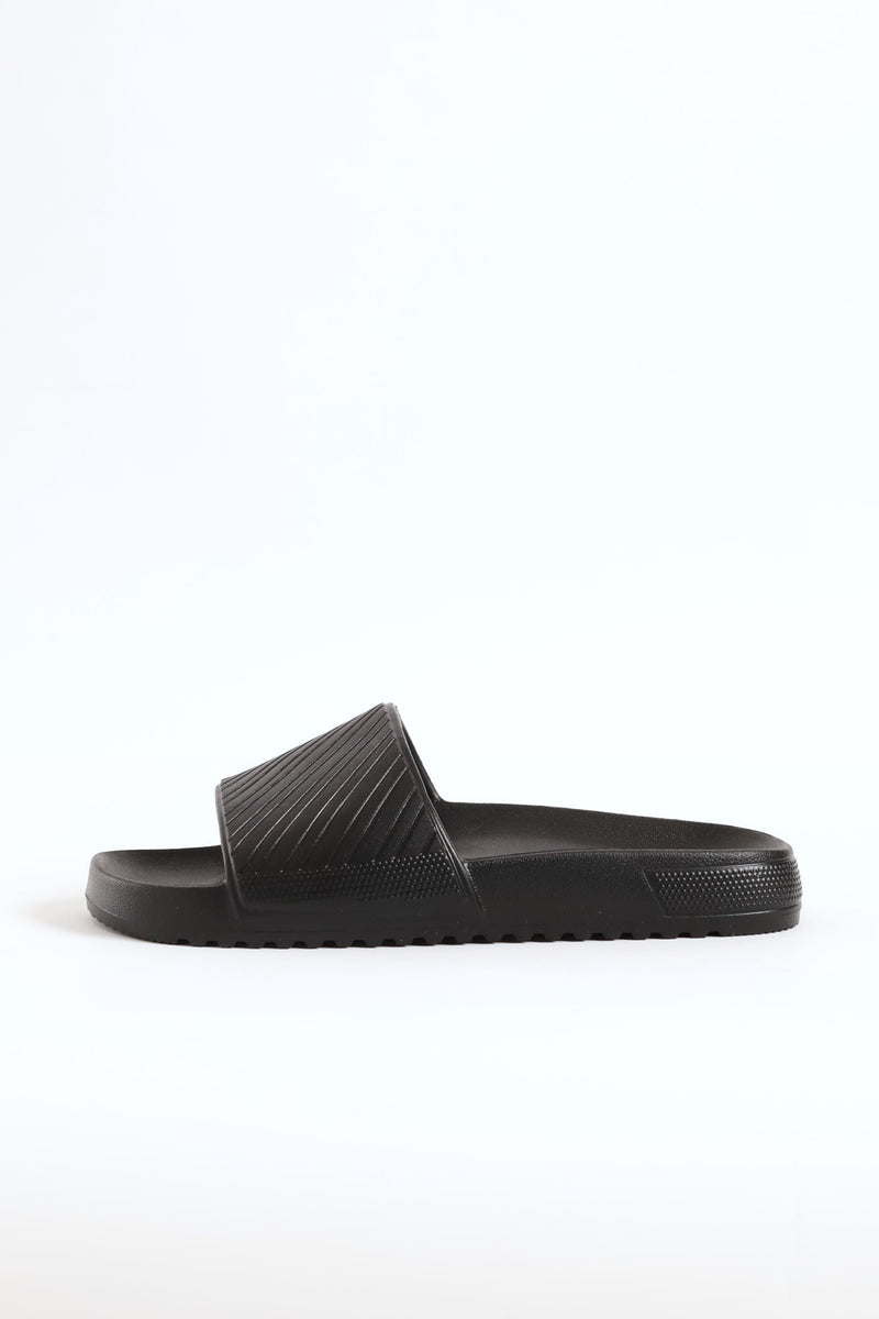 Blown Eva Slide With Stripe Pattern Upper - Black