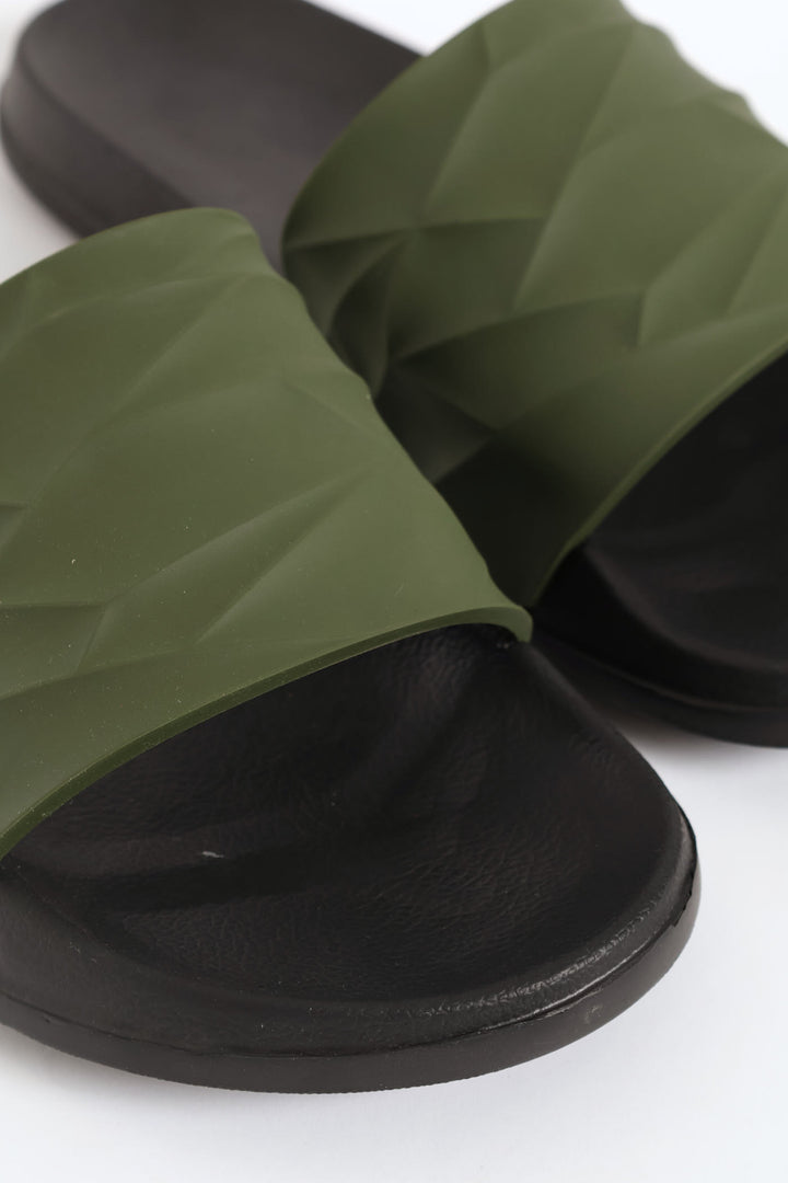 Textured Rubber Upper Pool Slide - Olive