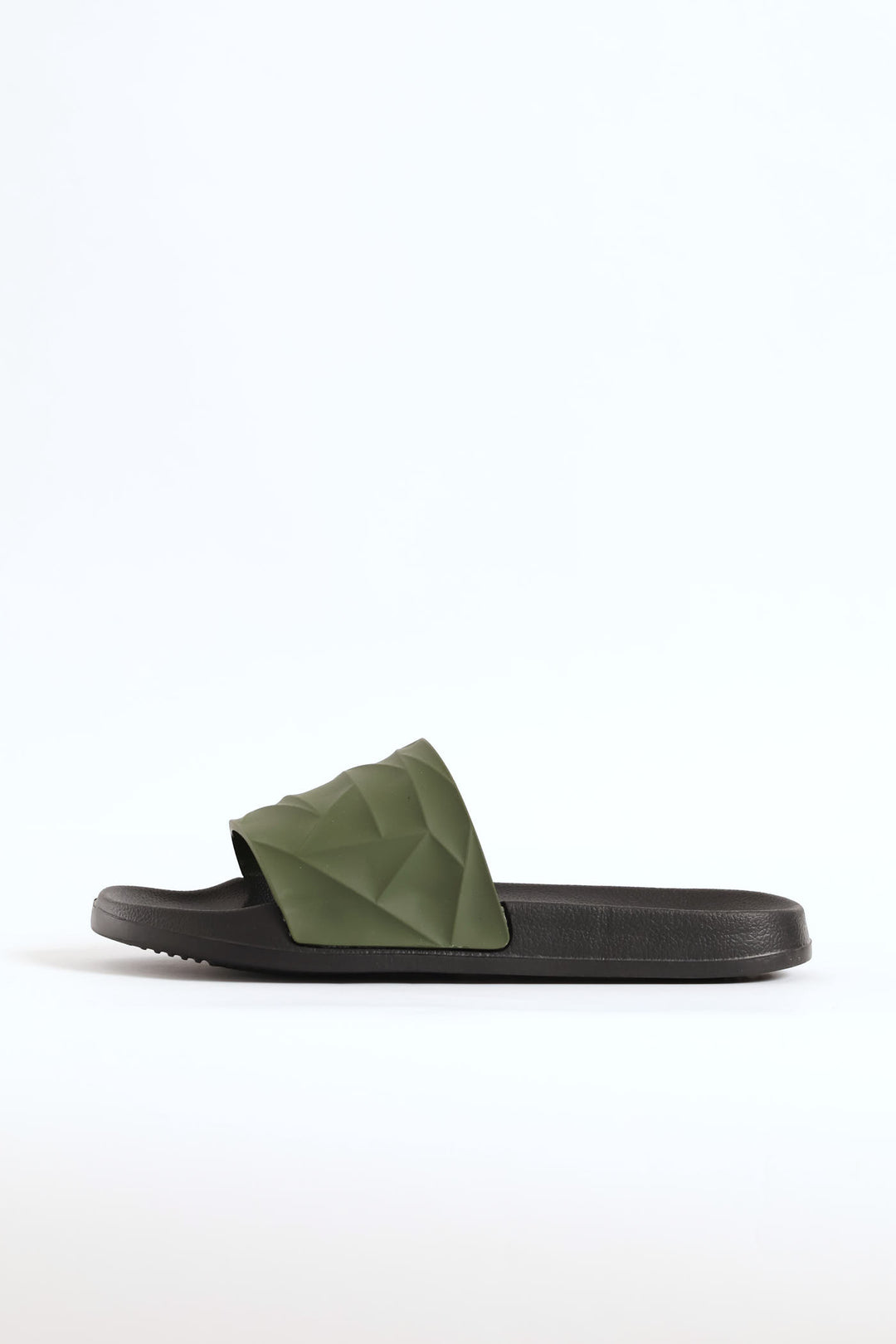 Textured Rubber Upper Pool Slide - Olive