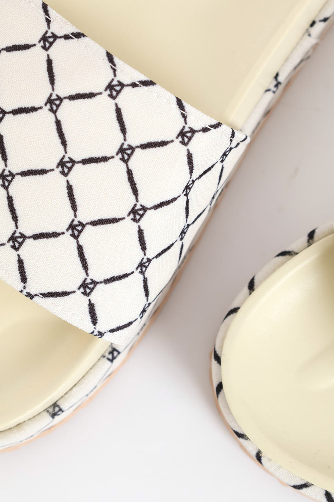 Monogram Printed Canvas Flatform Slide - Navy/White