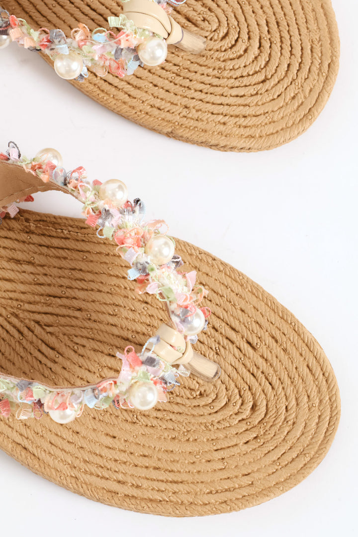 Pearl Detail Thong Sandal - Multi