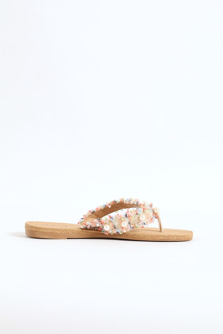 Pearl Detail Thong Sandal - Multi