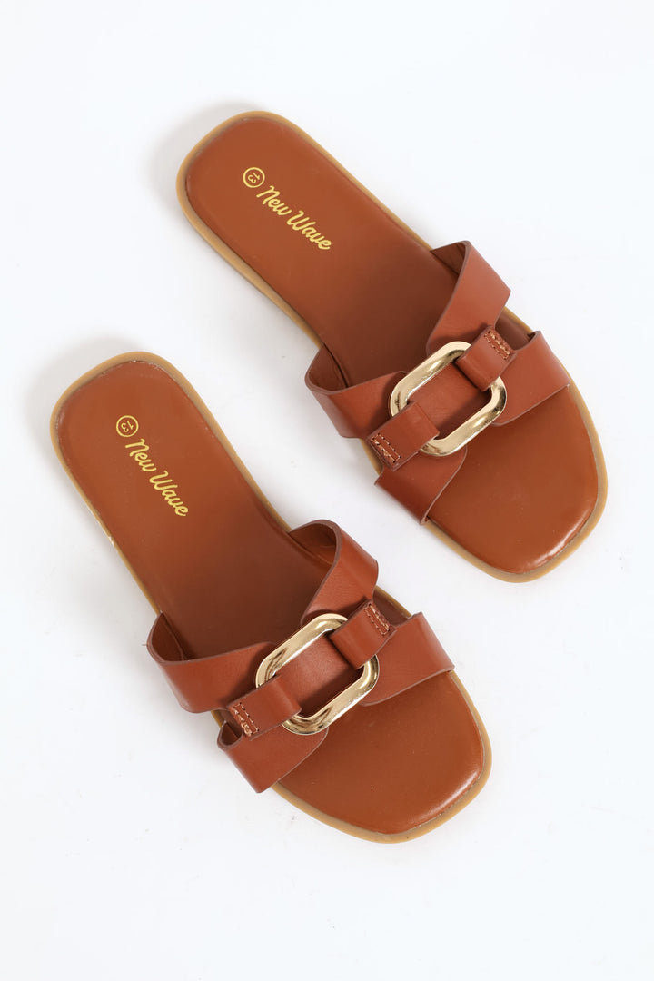 Girls Mini Flat Sandal - Tan