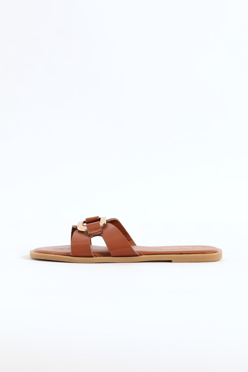 Girls Mini Flat Sandal - Tan