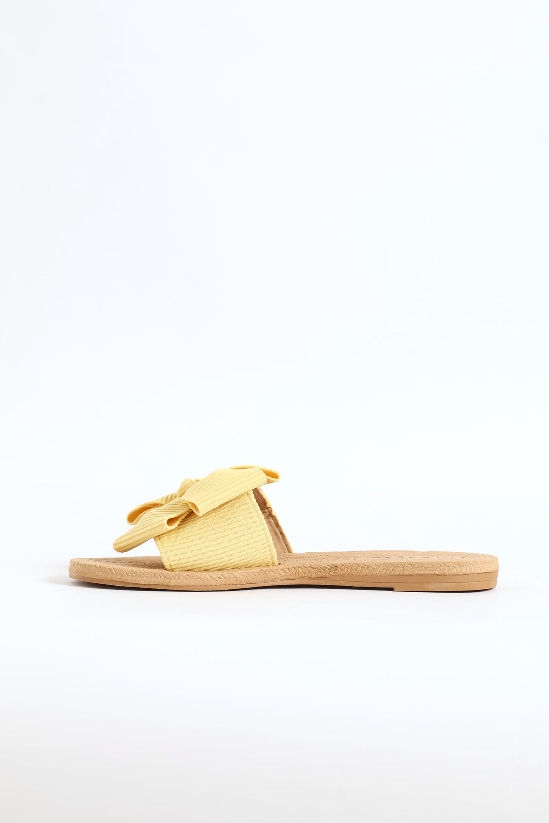 Soft Fabric Bow Mule Sandal - Lemon