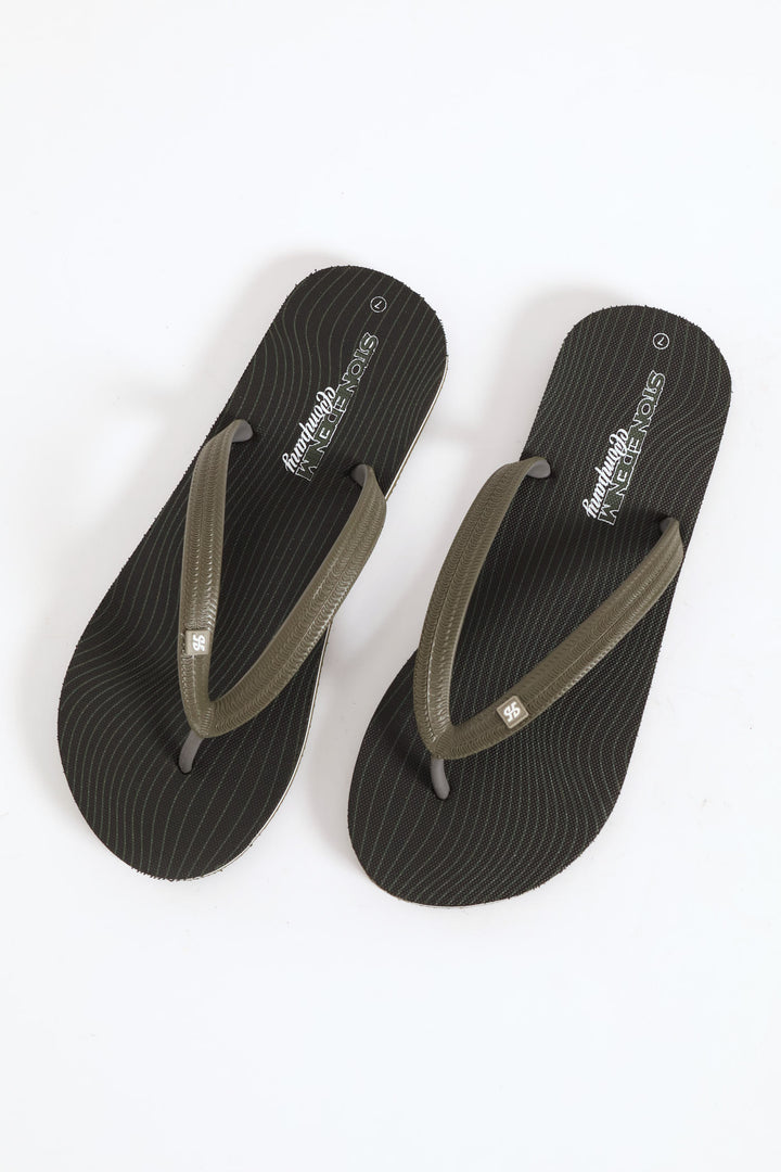 Printed Rubber Flip Flop - Black