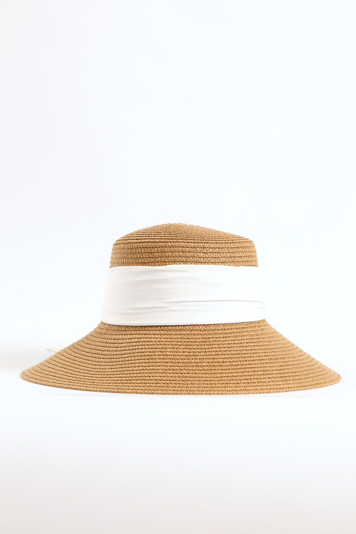 Bow Turned Down Sunhat - Tan