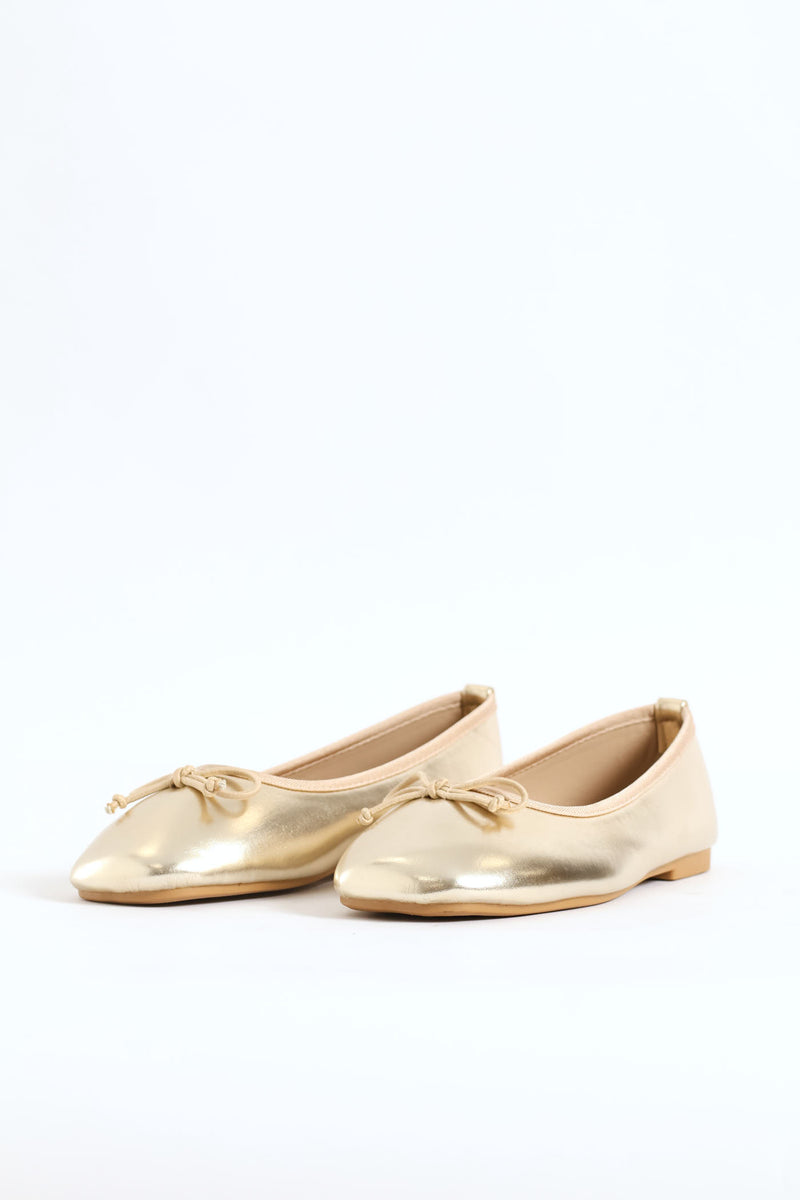 Girls Square Toe Pump - Gold