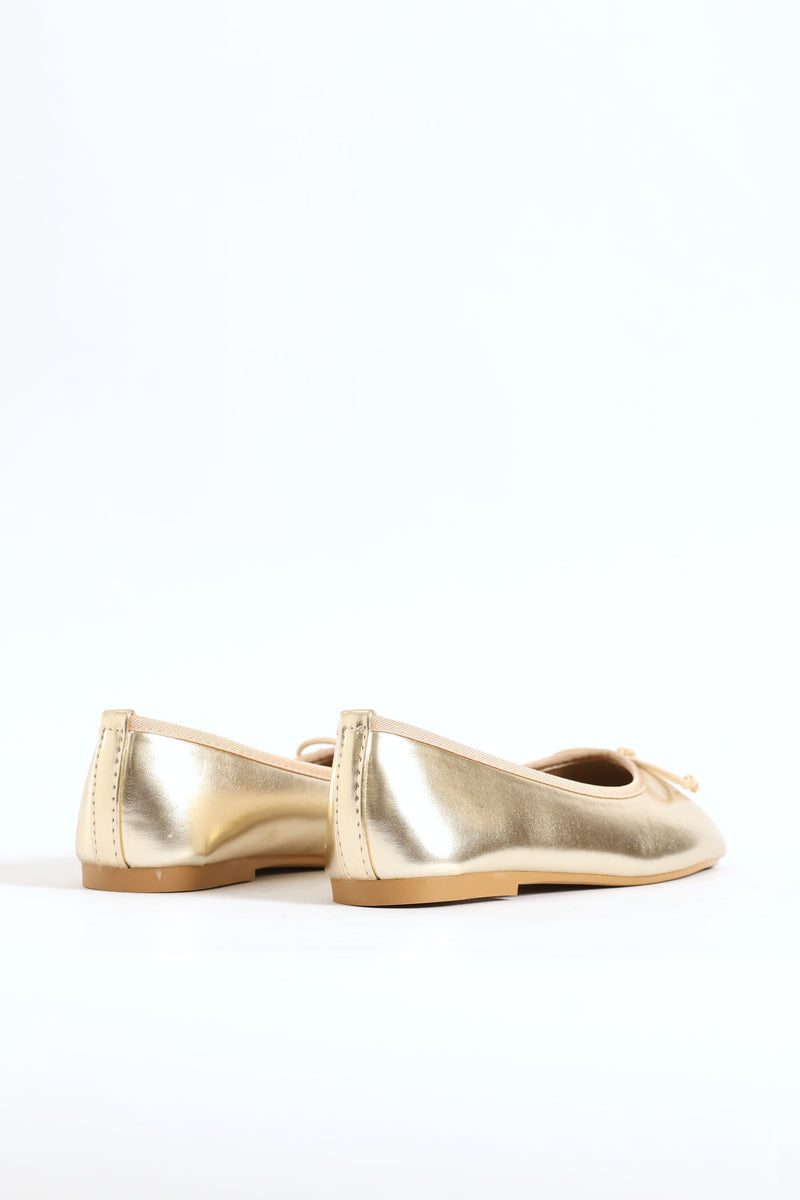 Girls Square Toe Pump - Gold