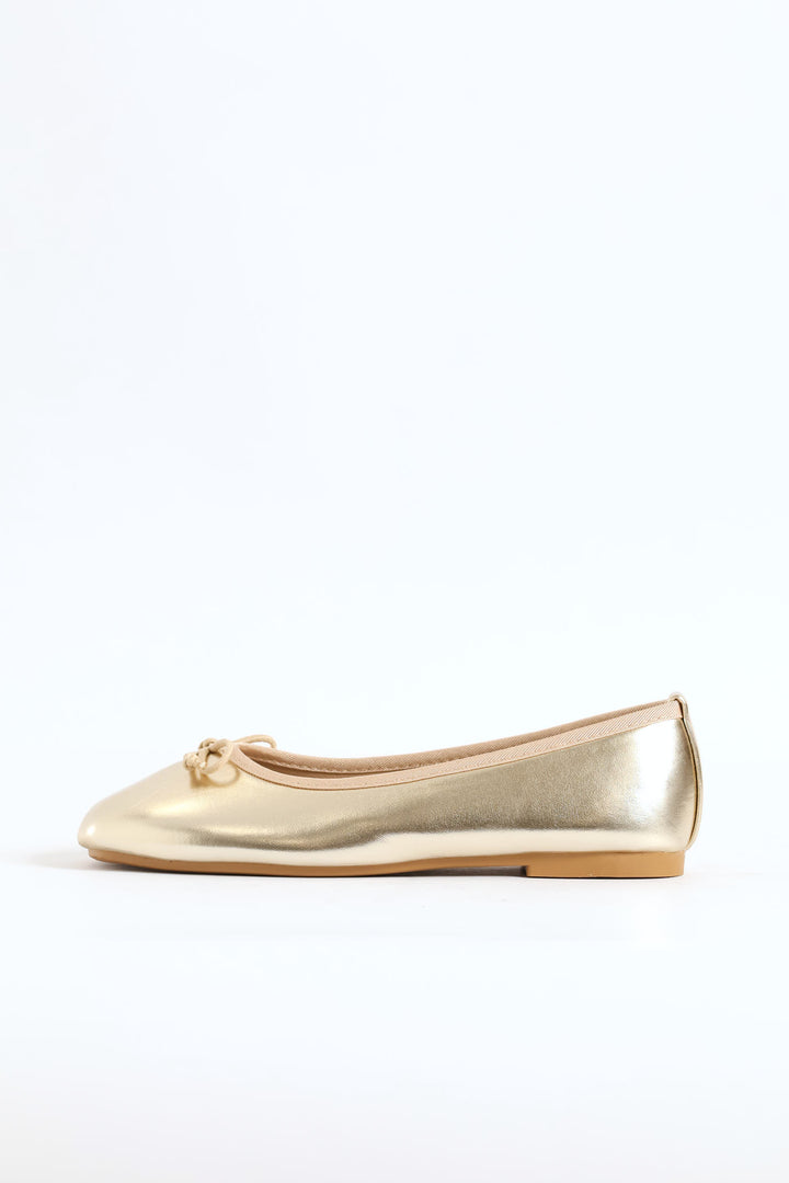 Girls Square Toe Pump - Gold