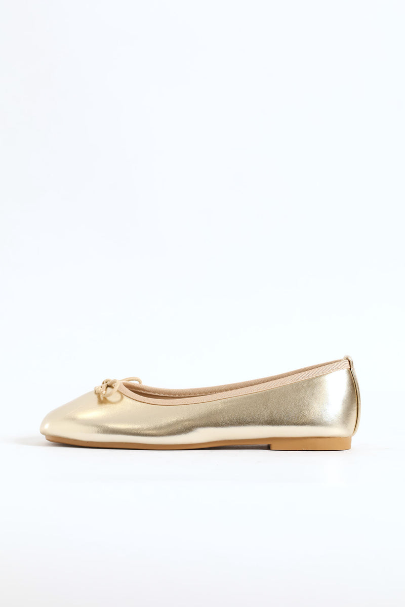 Girls Square Toe Pump - Gold