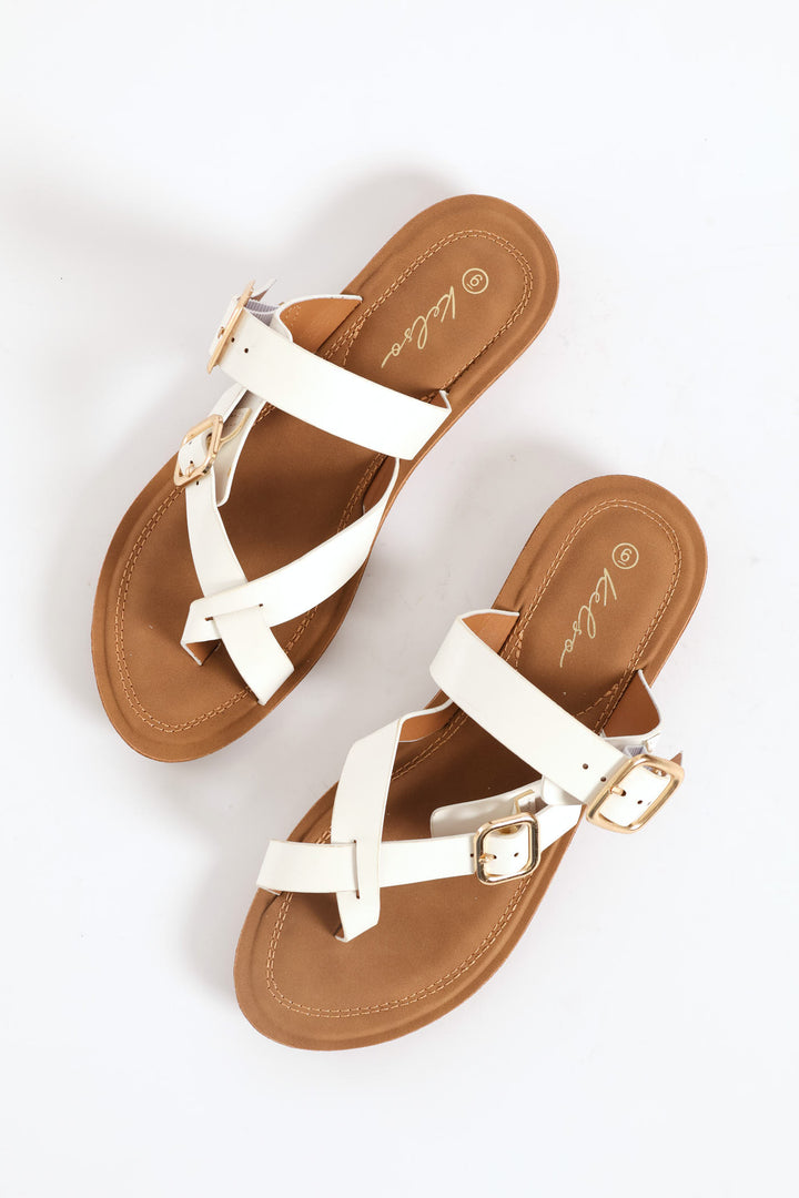 Toe Post & Buckle Detail Sandal - Off White