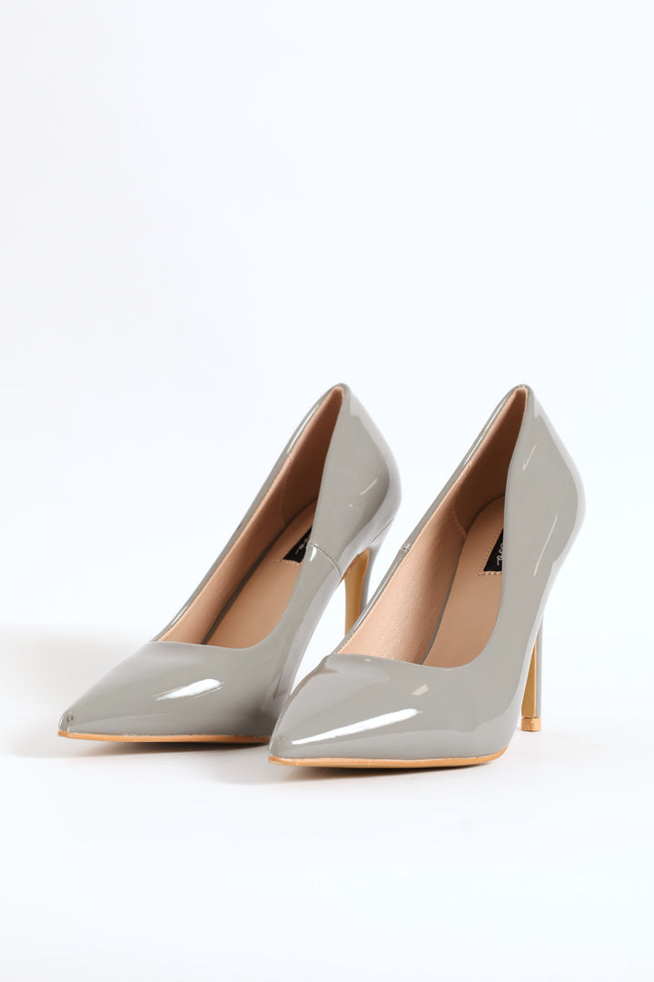 Patent Pointy Heel - Grey