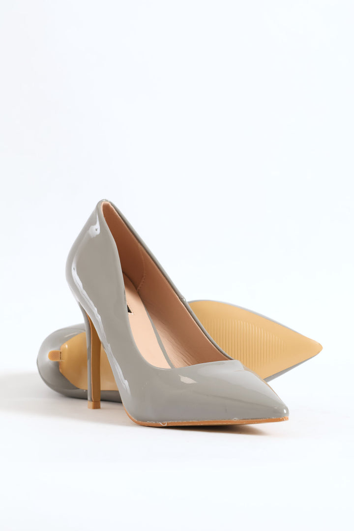 Patent Pointy Heel - Grey