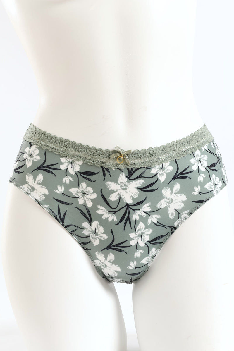 Microfibre Printed Midi Panty - Green