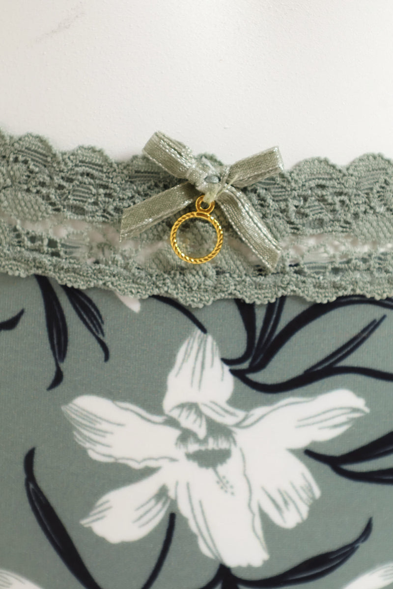 Microfibre Printed Midi Panty - Green