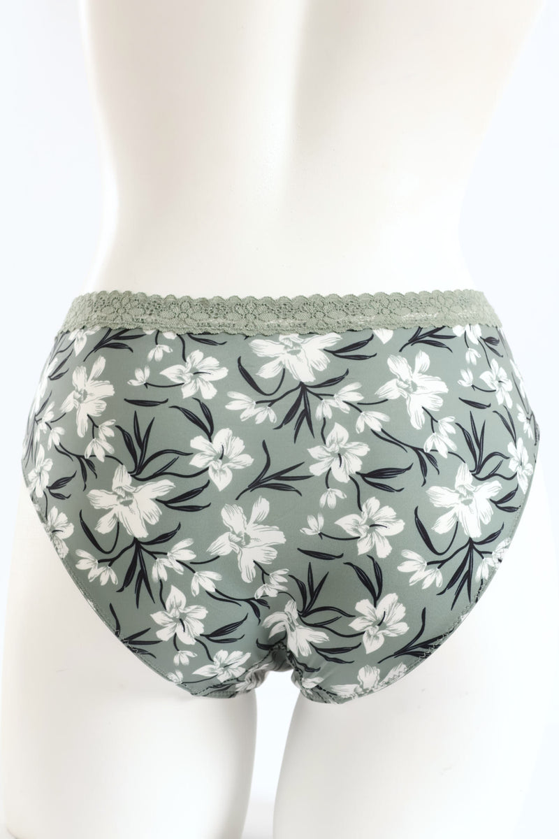 Microfibre Printed Midi Panty - Green