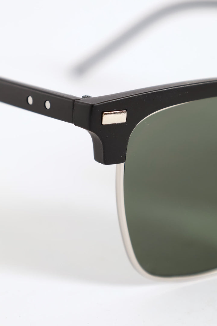 Matte Black/Silver Sunglasses - Black