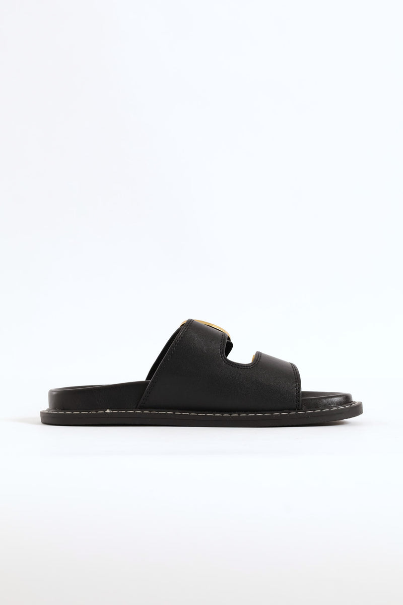 Arch Double Strap Slide - Black