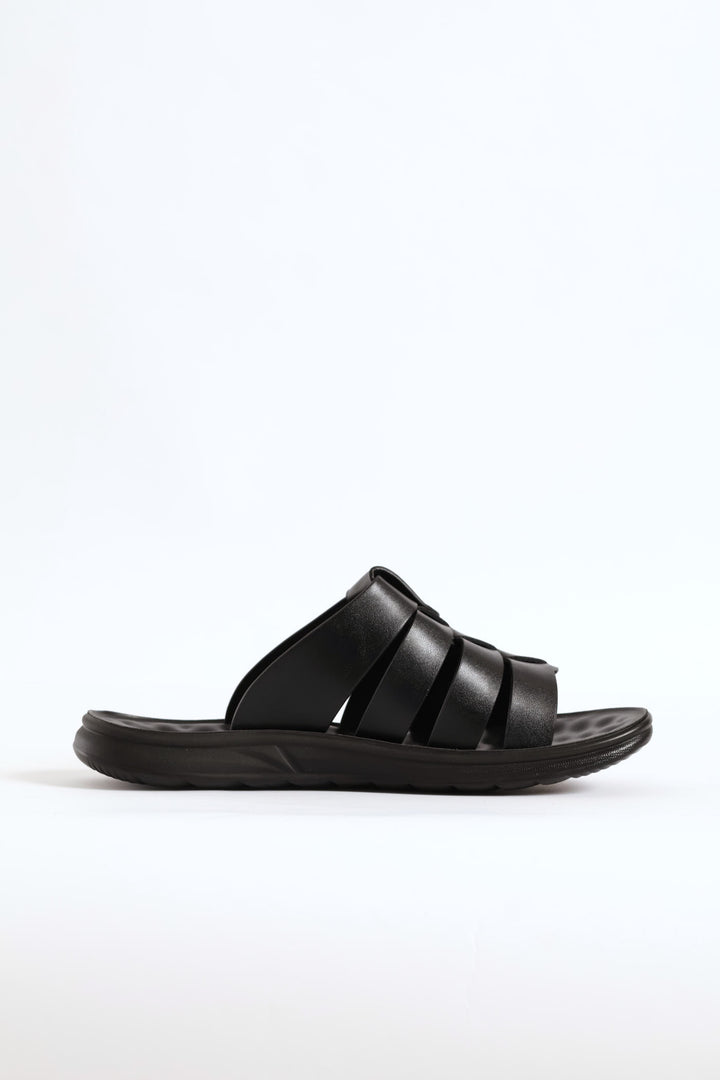 Comfort Strappy Upper Sandal - Black