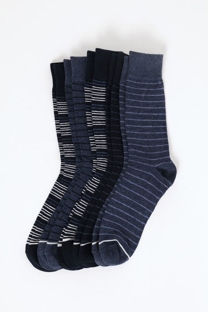5 Pack Stripe Fashion Anklet Socks - Blue