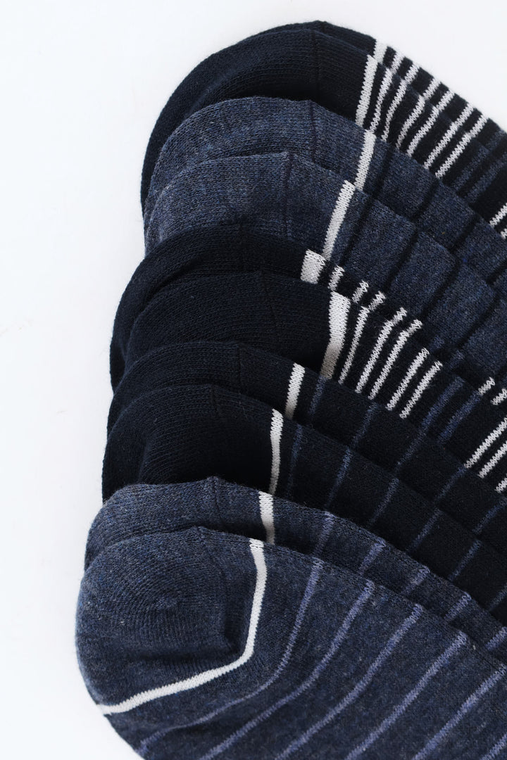 5 Pack Stripe Fashion Anklet Socks - Blue